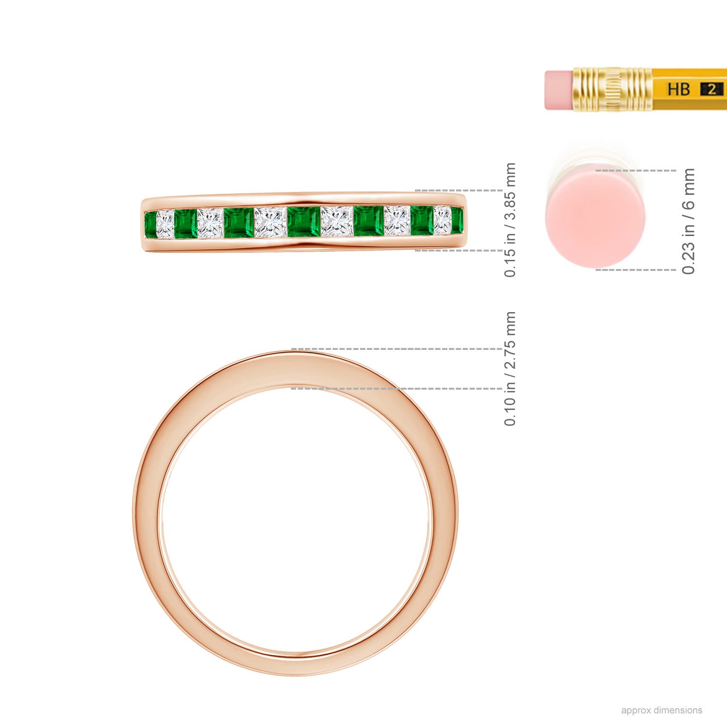 AAAA - Emerald / 0.62 CT / 14 KT Rose Gold