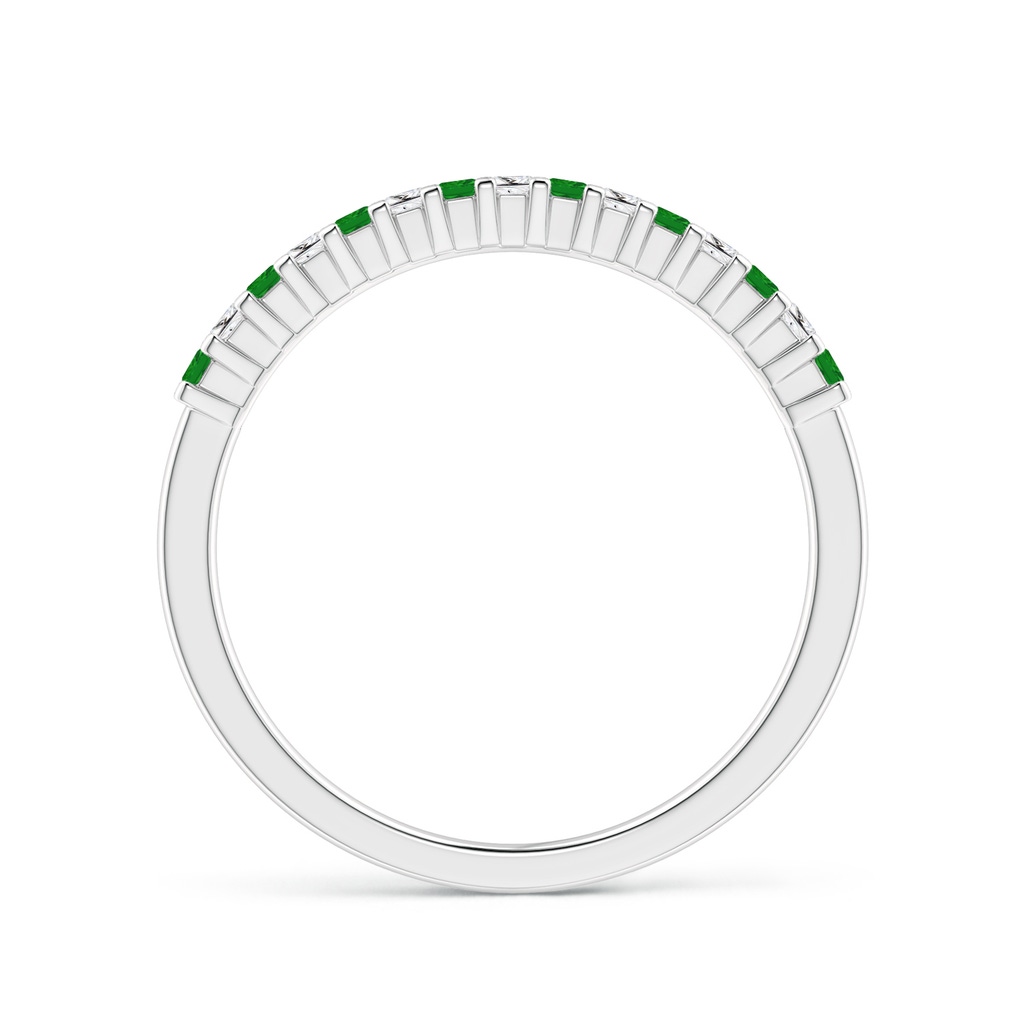 1.5mm AAA Square Emerald and Princess Diamond Semi Eternity Classic Wedding Band in White Gold Side-1