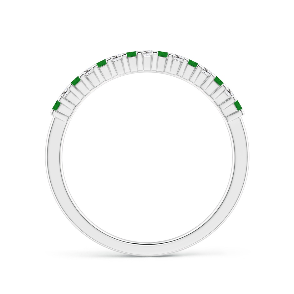 1.5mm AAA Square Emerald and Princess Diamond Semi Eternity Classic Wedding Band in White Gold side-1