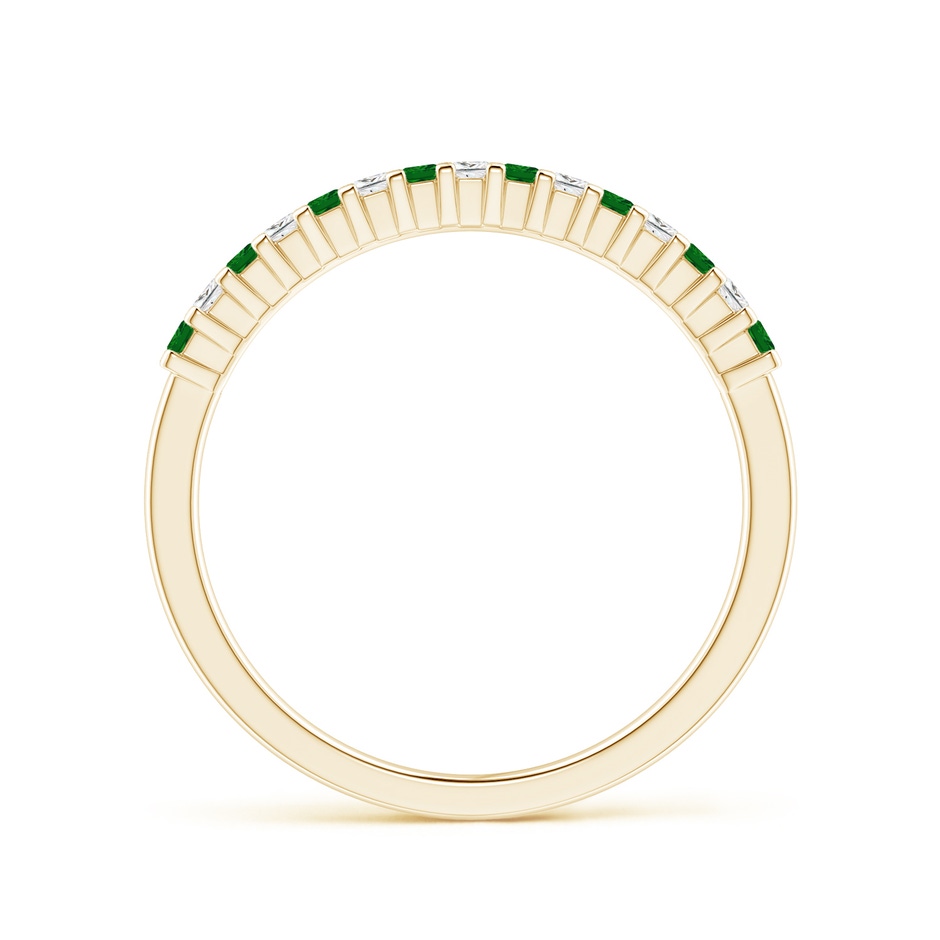 1.5mm AAAA Square Emerald and Princess Diamond Semi Eternity Classic Wedding Band in Yellow Gold side-1