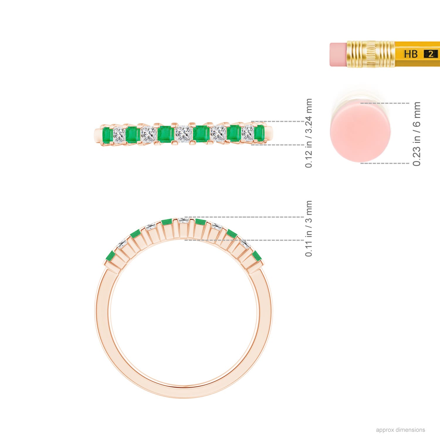 A - Emerald / 0.44 CT / 14 KT Rose Gold