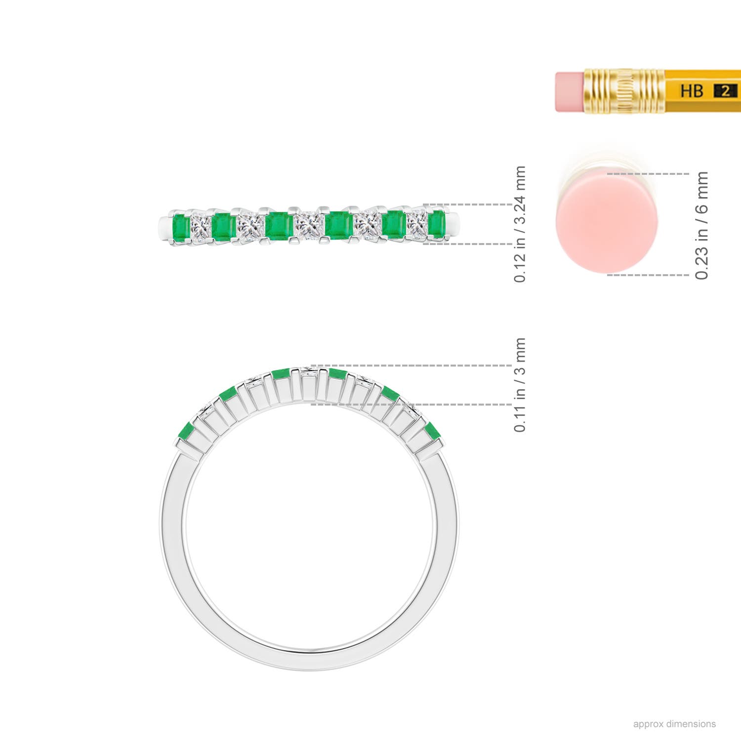 A - Emerald / 0.44 CT / 14 KT White Gold