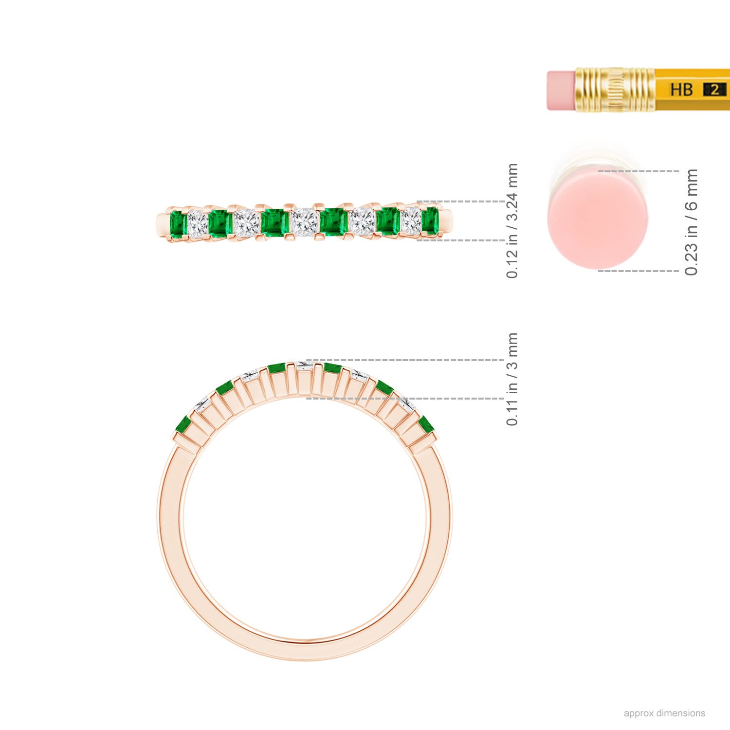 AAA - Emerald / 0.44 CT / 14 KT Rose Gold