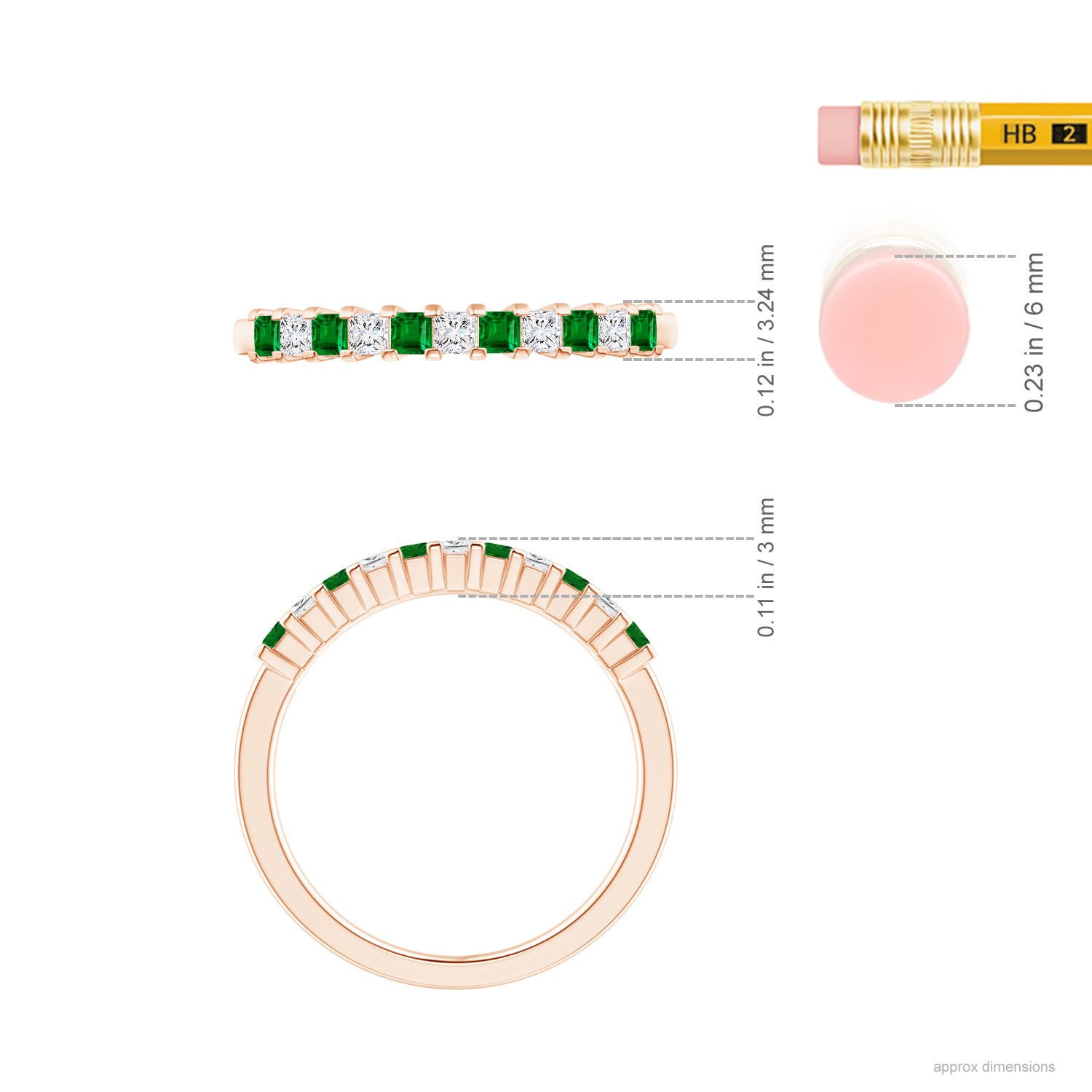 AAAA - Emerald / 0.44 CT / 14 KT Rose Gold