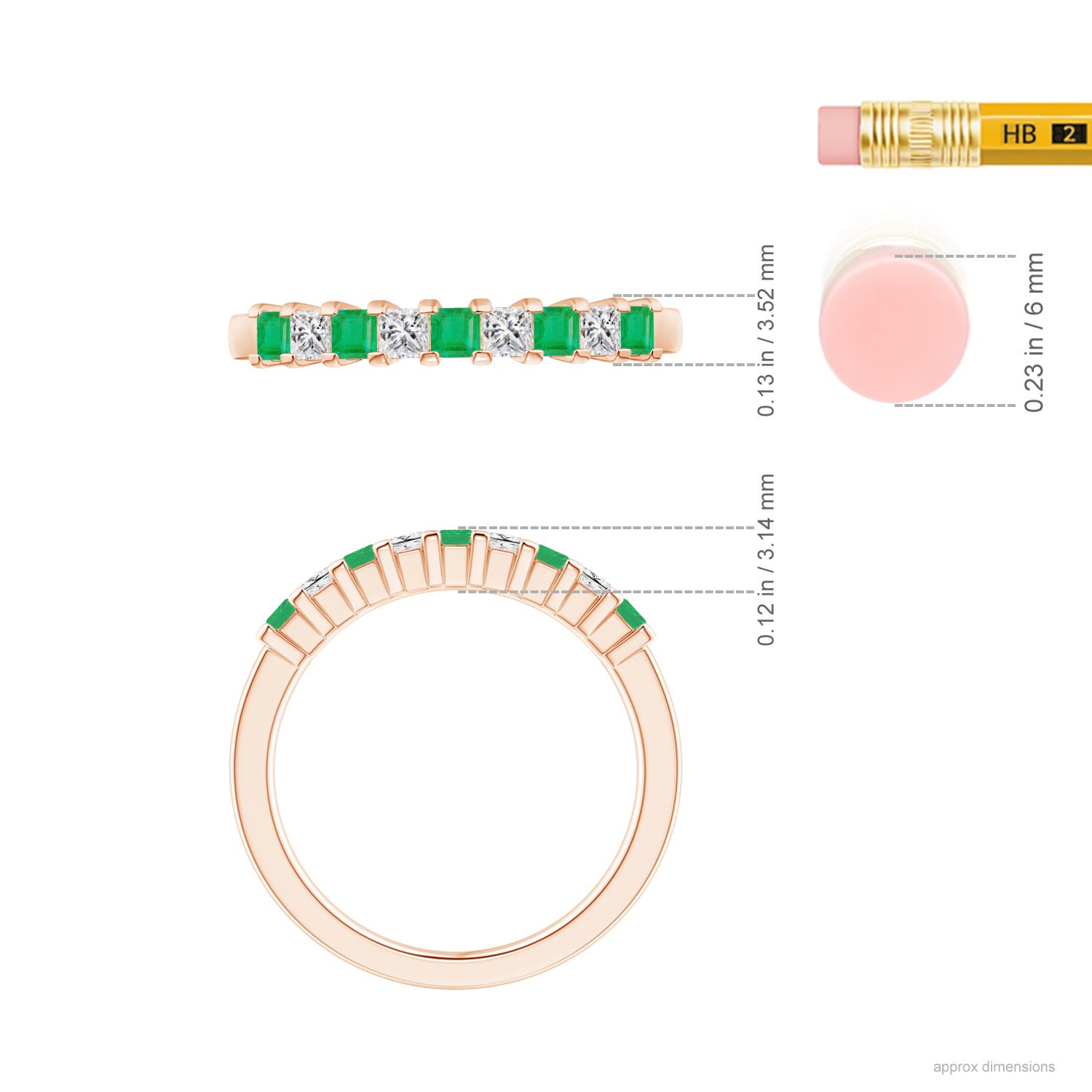 A - Emerald / 0.53 CT / 14 KT Rose Gold