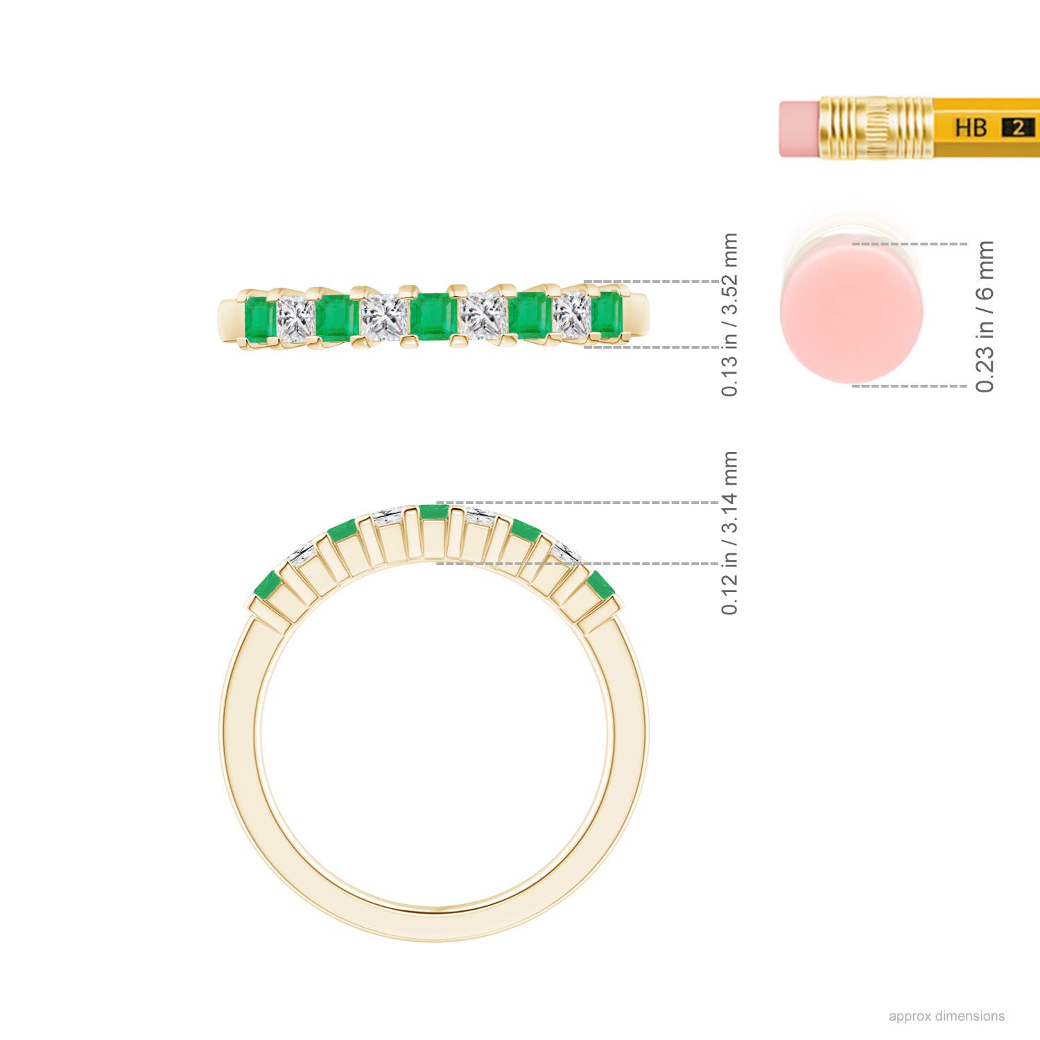 A - Emerald / 0.53 CT / 14 KT Yellow Gold