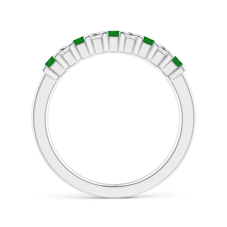 2.2mm AAA Square Emerald and Princess Diamond Semi Eternity Classic Wedding Band in White Gold side-1