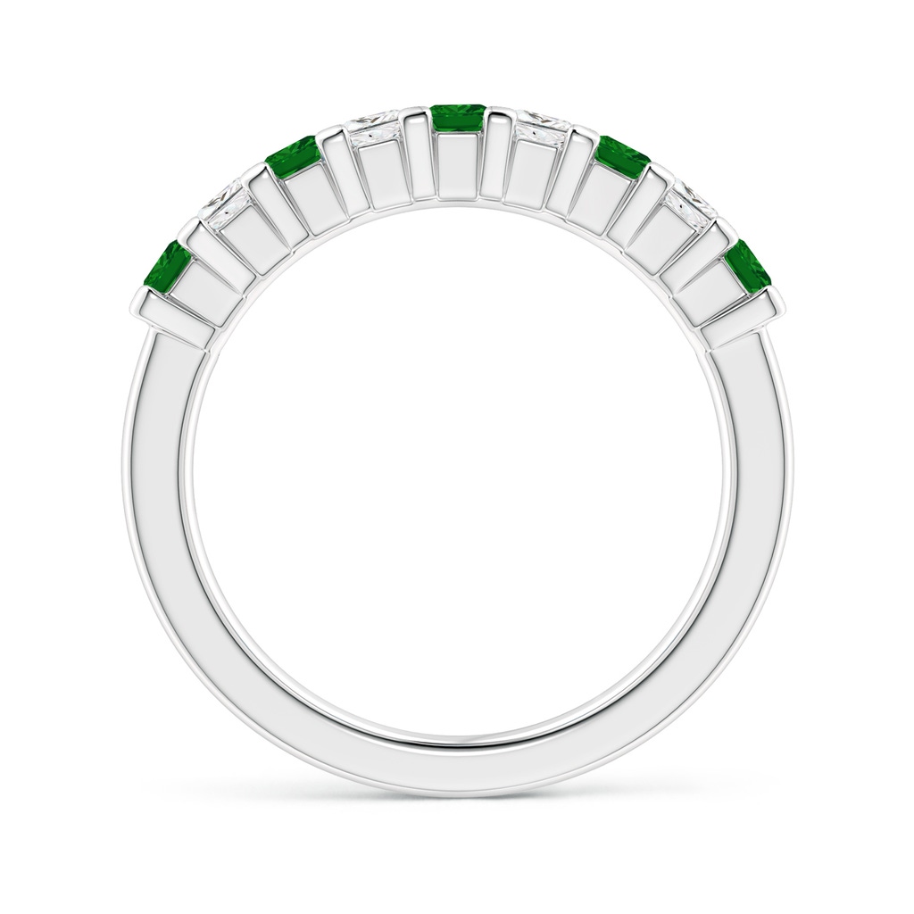 2.6mm AAAA Square Emerald and Princess Diamond Semi Eternity Classic Wedding Band in White Gold Side-1