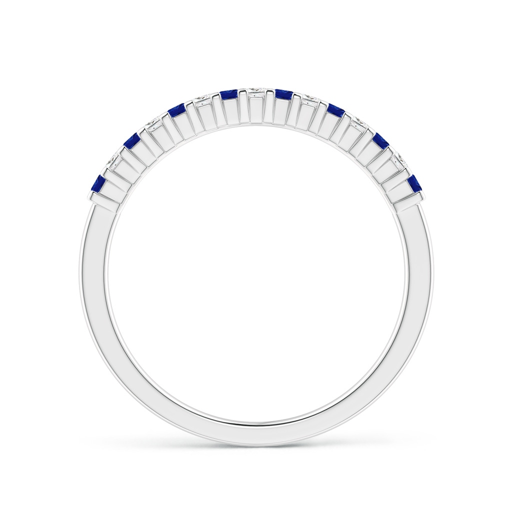 1.5mm AAAA Blue Sapphire and Diamond Semi Eternity Classic Wedding Band in 10K White Gold Product Image