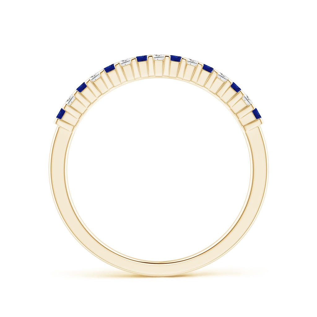 1.5mm AAAA Blue Sapphire and Diamond Semi Eternity Classic Wedding Band in Yellow Gold Side-1