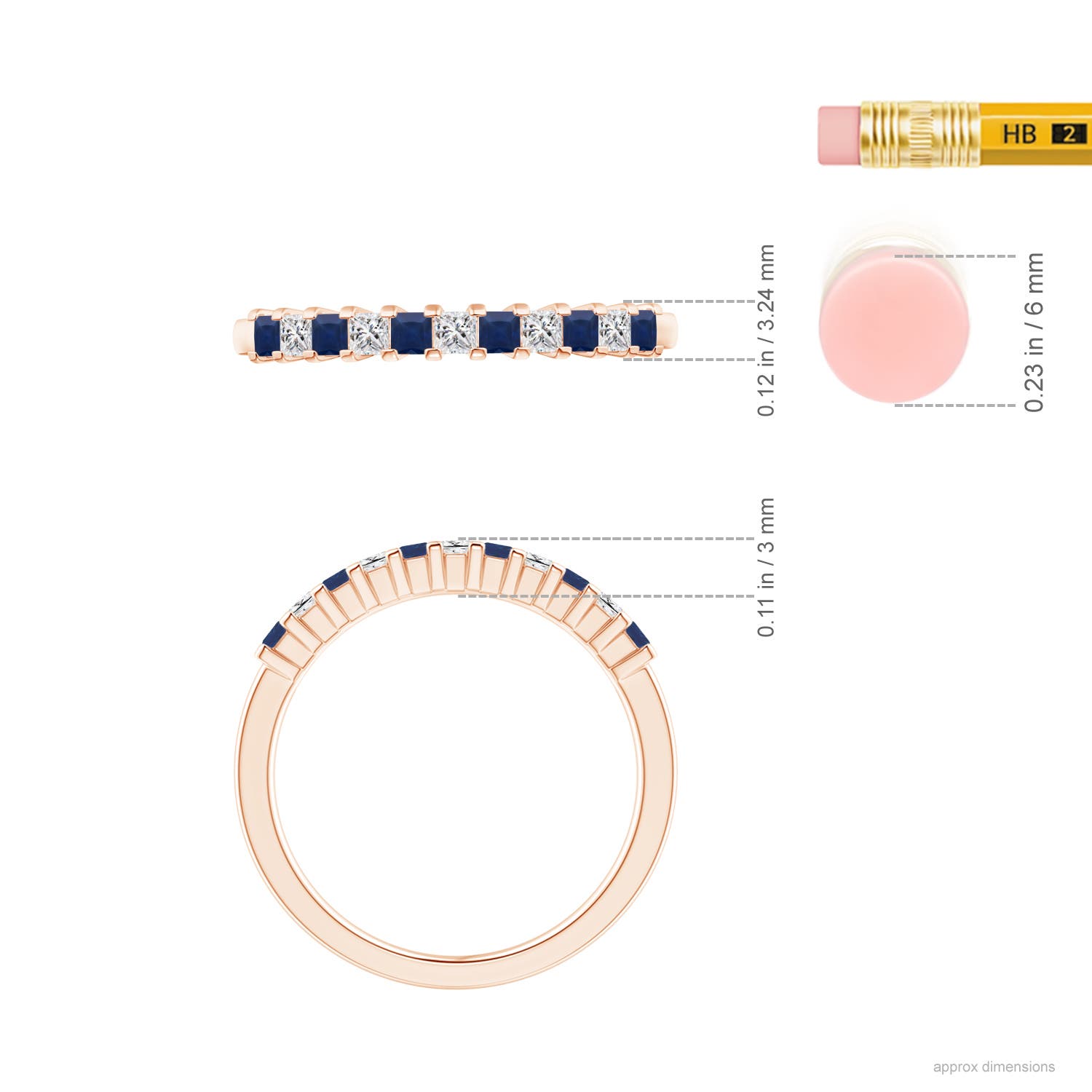 A - Blue Sapphire / 0.53 CT / 14 KT Rose Gold