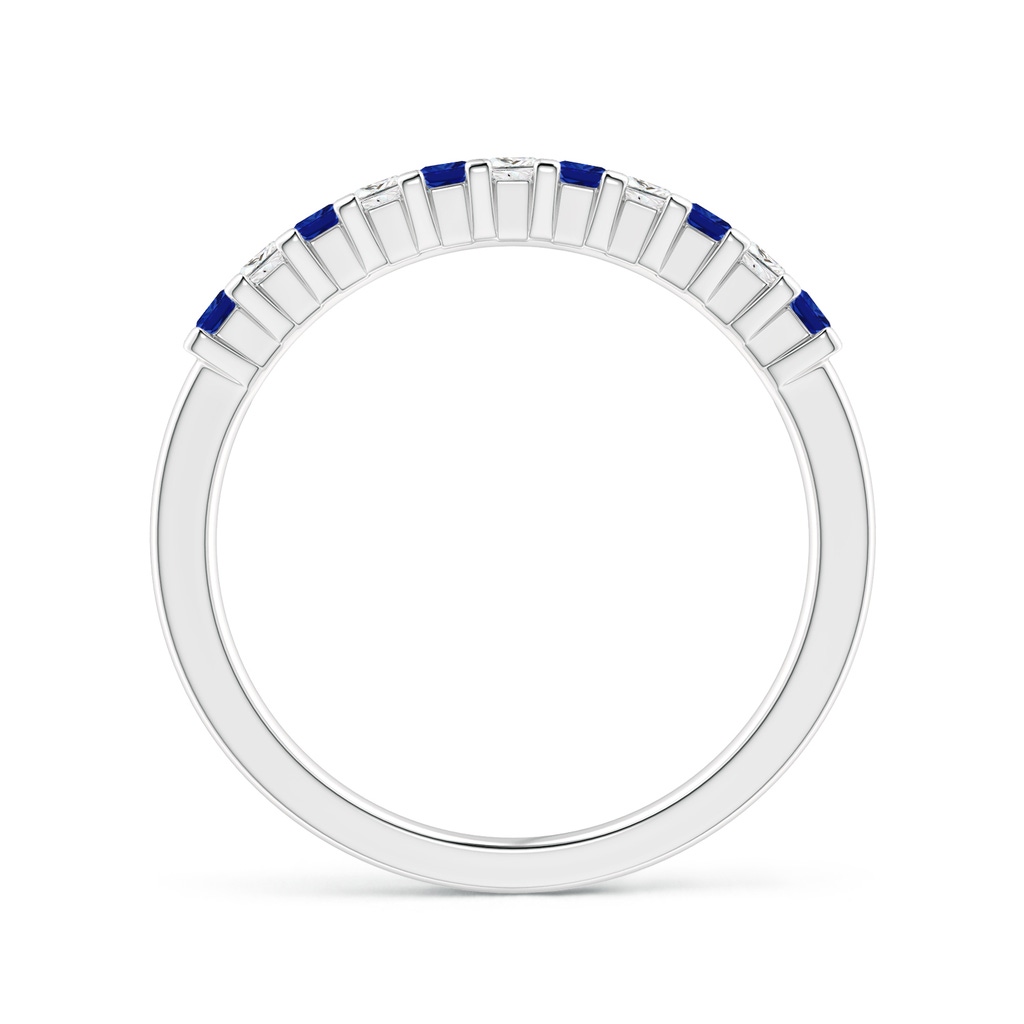 1.9mm AAAA Blue Sapphire and Diamond Semi Eternity Classic Wedding Band in 9K White Gold Product Image