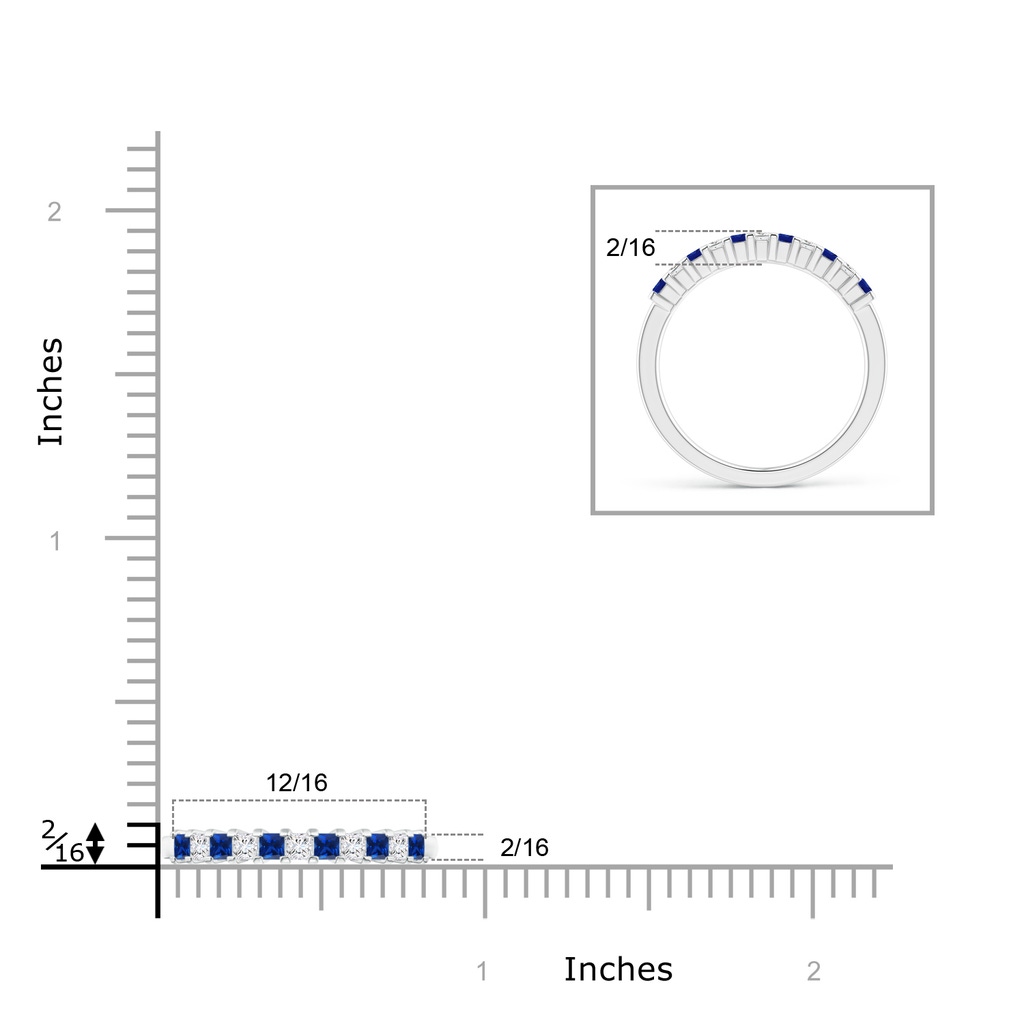 1.9mm AAAA Blue Sapphire and Diamond Semi Eternity Classic Wedding Band in 9K White Gold Product Image