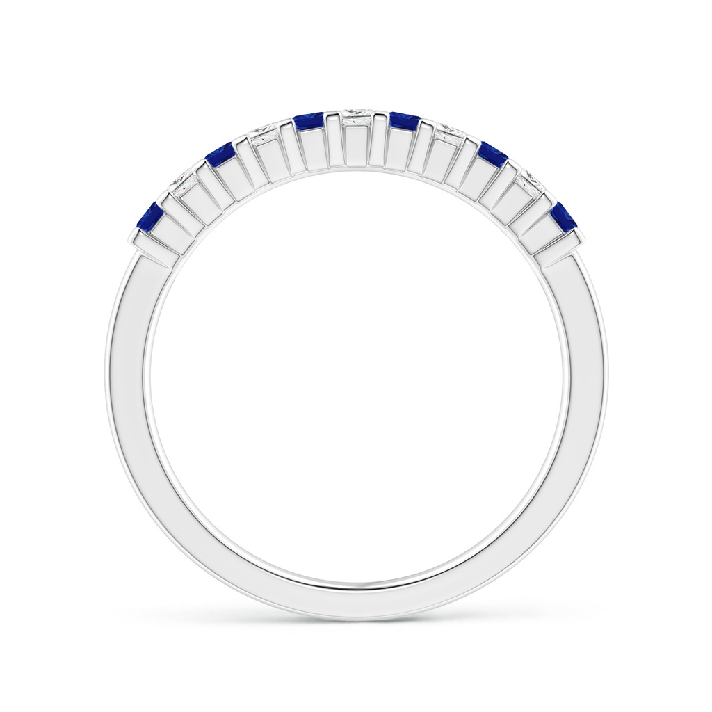 1.9mm AAAA Blue Sapphire and Diamond Semi Eternity Classic Wedding Band in P950 Platinum Side-1