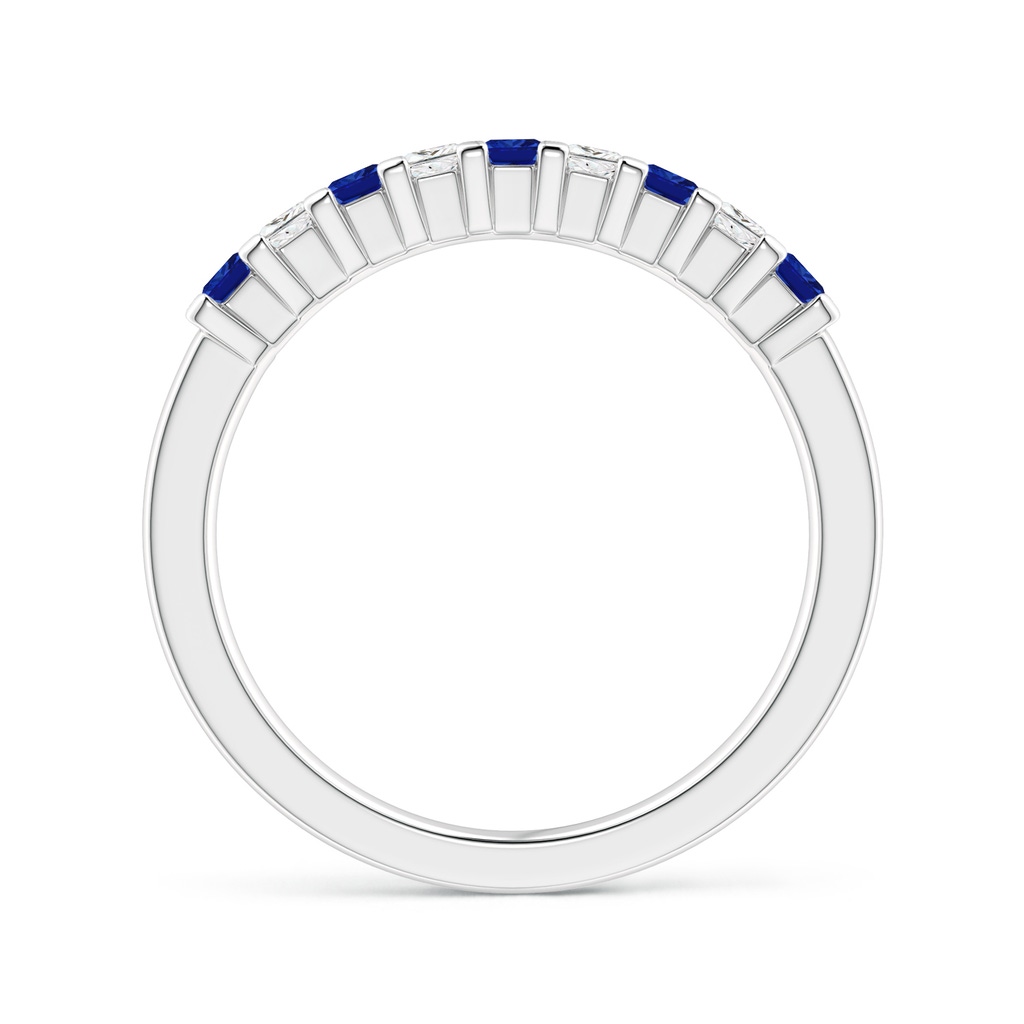 2.2mm AAAA Blue Sapphire and Diamond Semi Eternity Classic Wedding Band in P950 Platinum Side-1