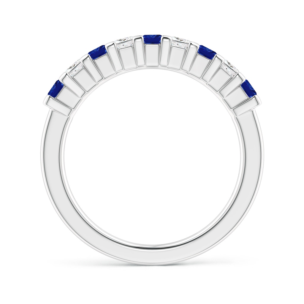 2.6mm AAAA Blue Sapphire and Diamond Semi Eternity Classic Wedding Band in P950 Platinum Side-1