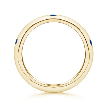 2mm AAA Gypsy Set Sapphire and Diamond High Dome Wedding Band in Yellow Gold product image