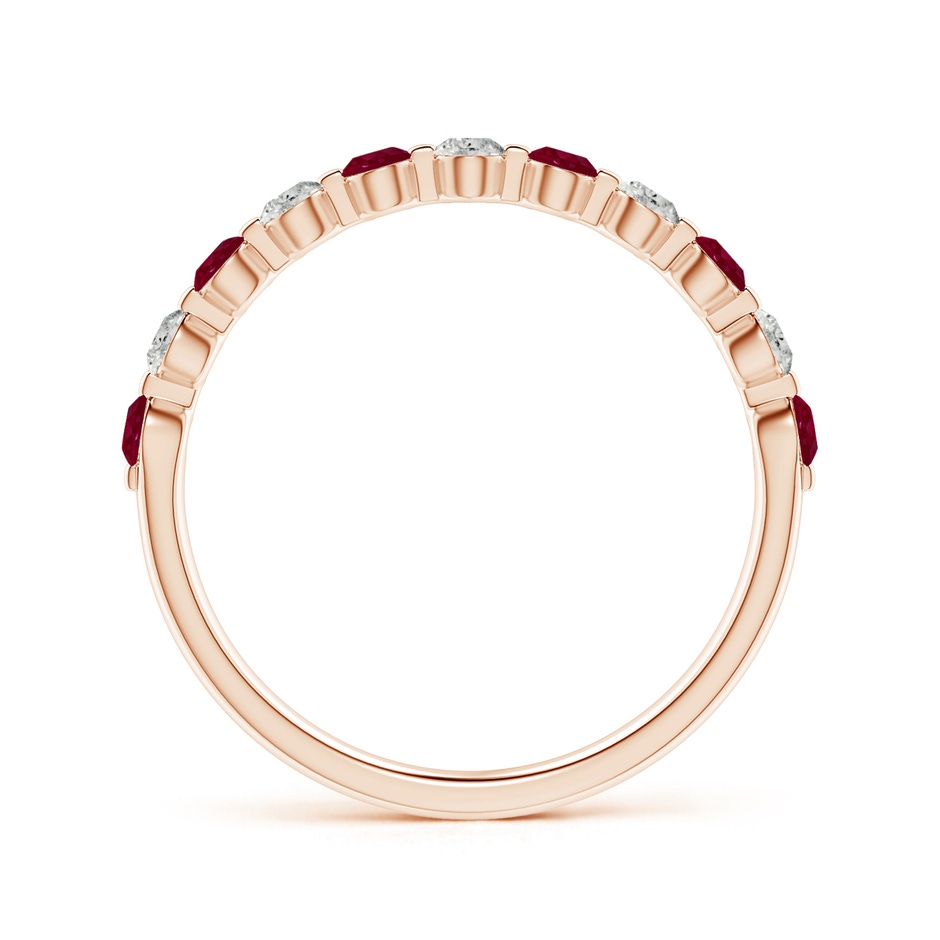 2.2mm A Floating Ruby and Diamond Semi Eternity Wedding Band for Her in Rose Gold side-1