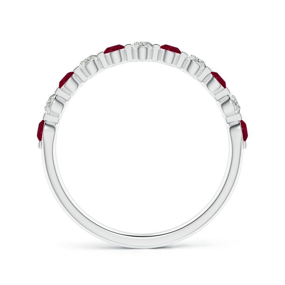 2.2mm A Floating Ruby and Diamond Semi Eternity Wedding Band for Her in White Gold side-1