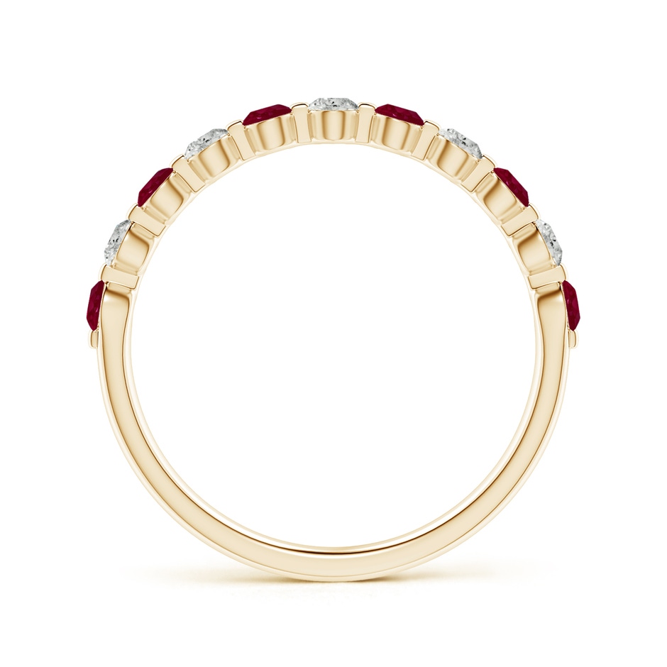 2.2mm A Floating Ruby and Diamond Semi Eternity Wedding Band for Her in Yellow Gold side-1