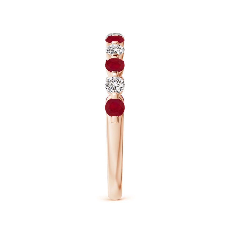 2.2mm AA Floating Ruby and Diamond Semi Eternity Wedding Band for Her in Rose Gold side-2