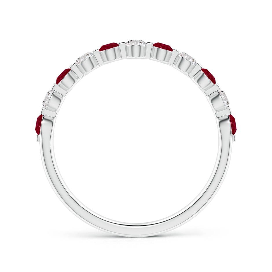2.2mm AA Floating Ruby and Diamond Semi Eternity Wedding Band for Her in White Gold side-1