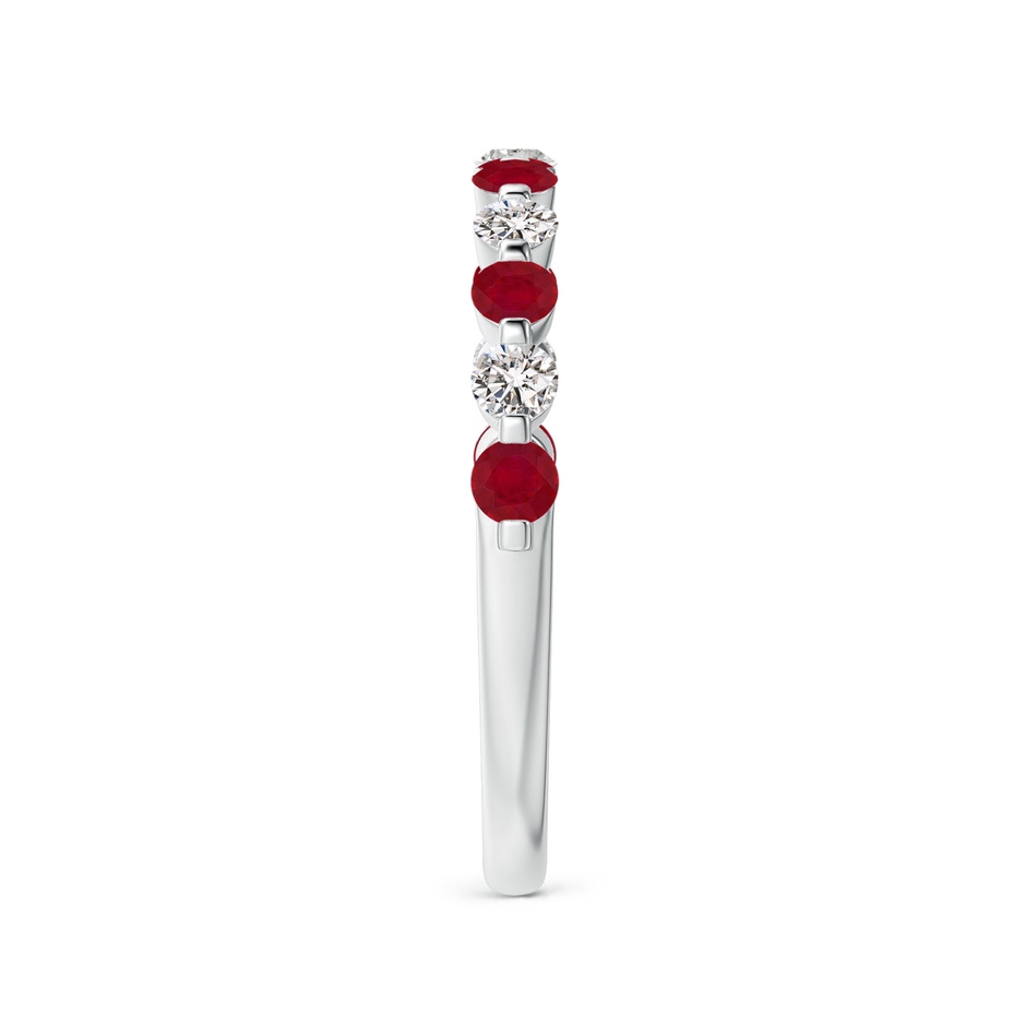 2.2mm AA Floating Ruby and Diamond Semi Eternity Wedding Band for Her in White Gold side-2