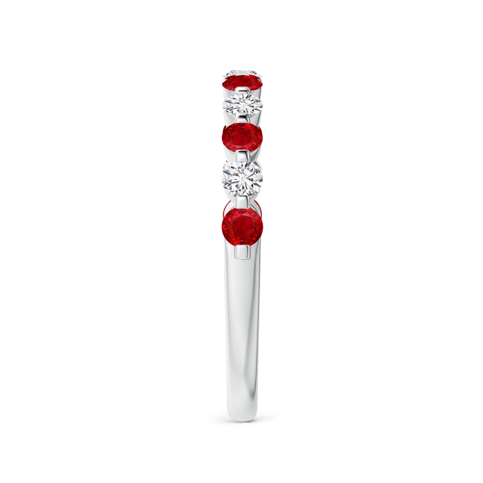 2.2mm AAA Floating Ruby and Diamond Semi Eternity Wedding Band for Her in White Gold side-2