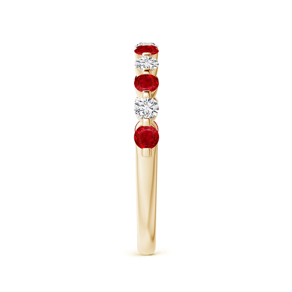 2.2mm AAA Floating Ruby and Diamond Semi Eternity Wedding Band for Her in Yellow Gold side-2