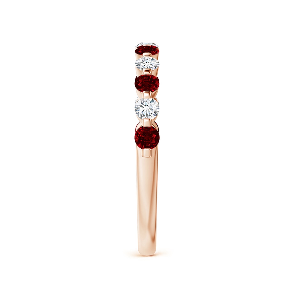 2.2mm AAAA Floating Ruby and Diamond Semi Eternity Wedding Band for Her in Rose Gold side-2