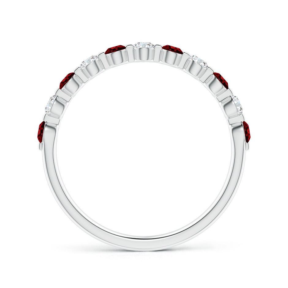 2.2mm AAAA Floating Ruby and Diamond Semi Eternity Wedding Band for Her in White Gold side-1
