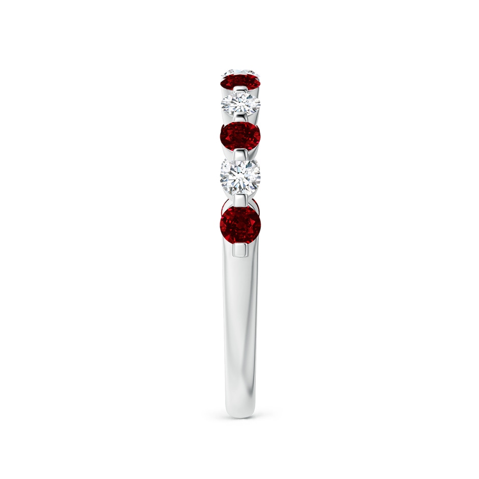 2.2mm AAAA Floating Ruby and Diamond Semi Eternity Wedding Band for Her in White Gold side-2