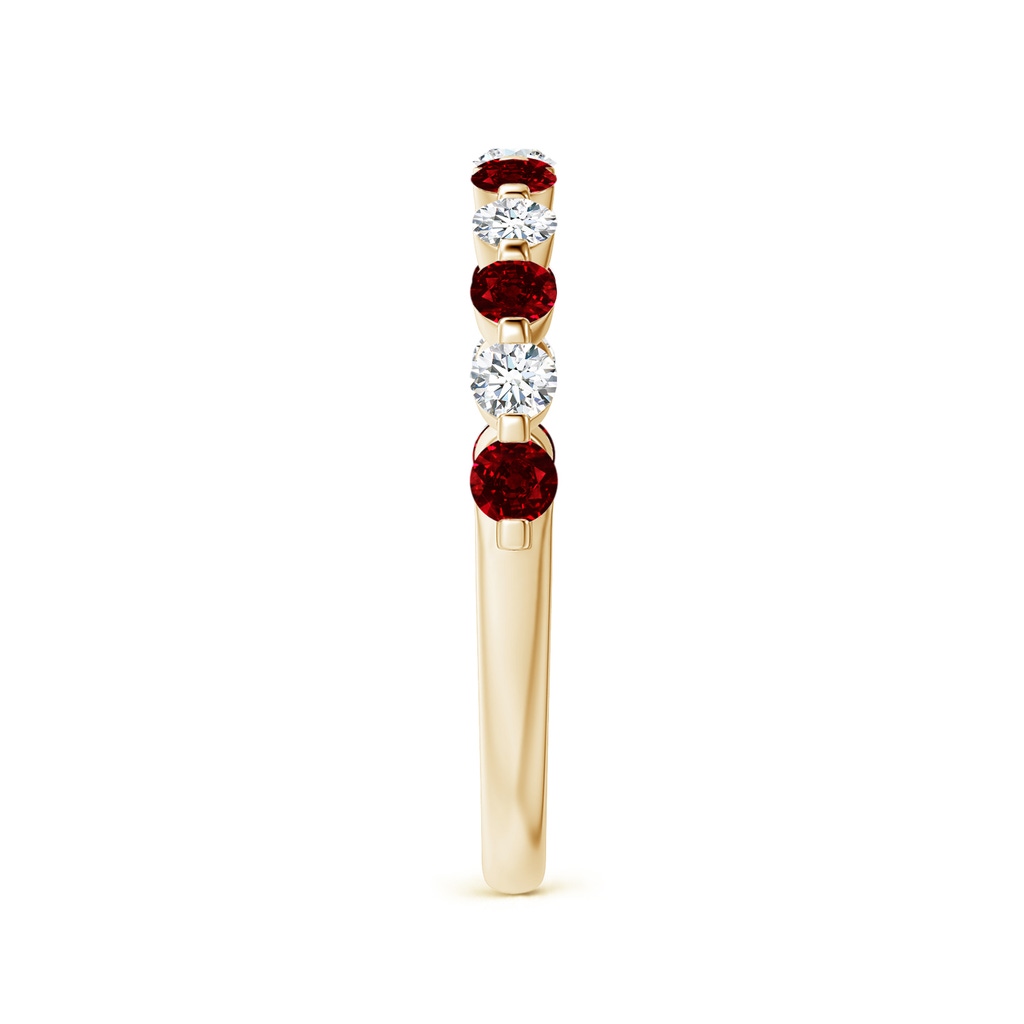 2.2mm AAAA Floating Ruby and Diamond Semi Eternity Wedding Band for Her in Yellow Gold Side-2