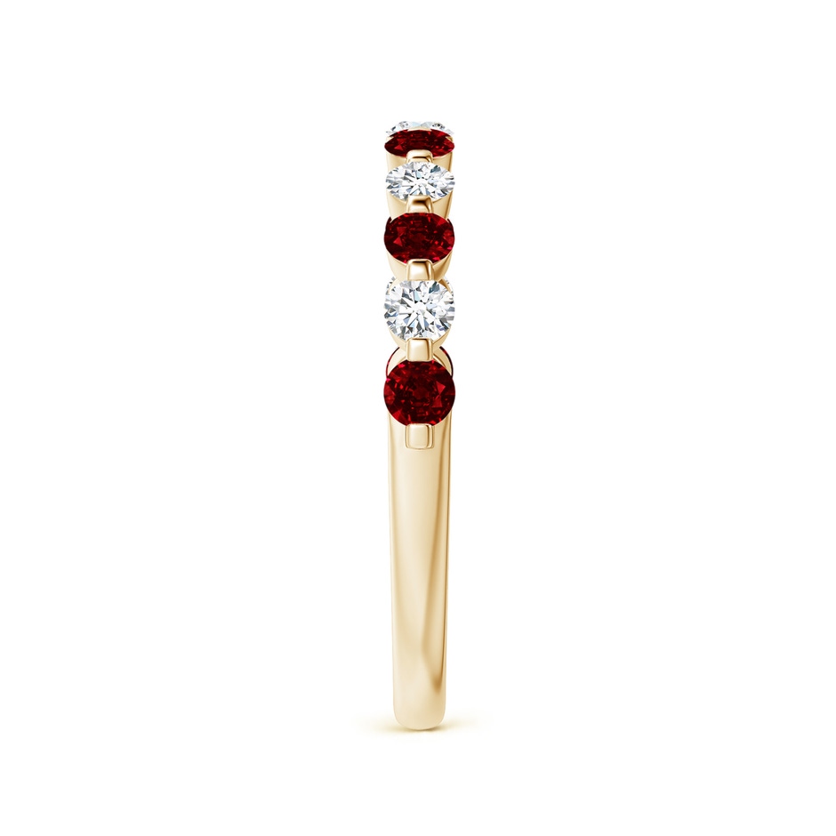 2.2mm AAAA Floating Ruby and Diamond Semi Eternity Wedding Band for Her in Yellow Gold side-2