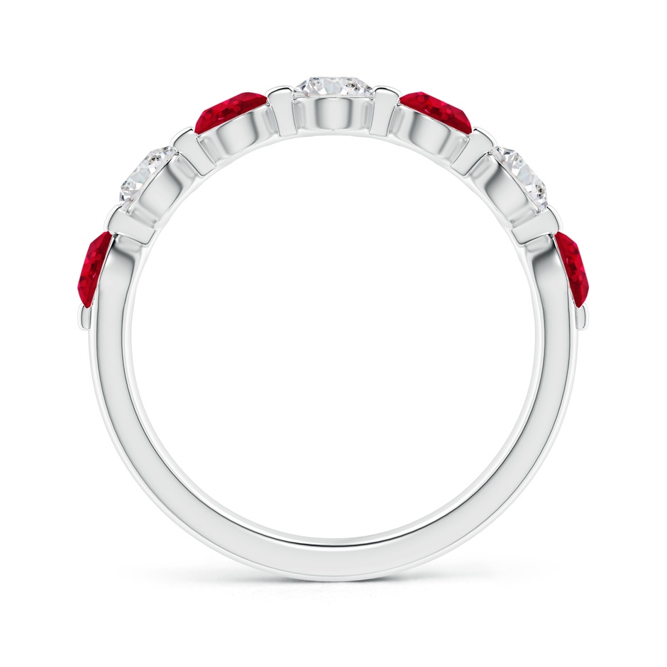 3.6mm AAA Floating Ruby and Diamond Semi Eternity Wedding Band for Her in White Gold side-1