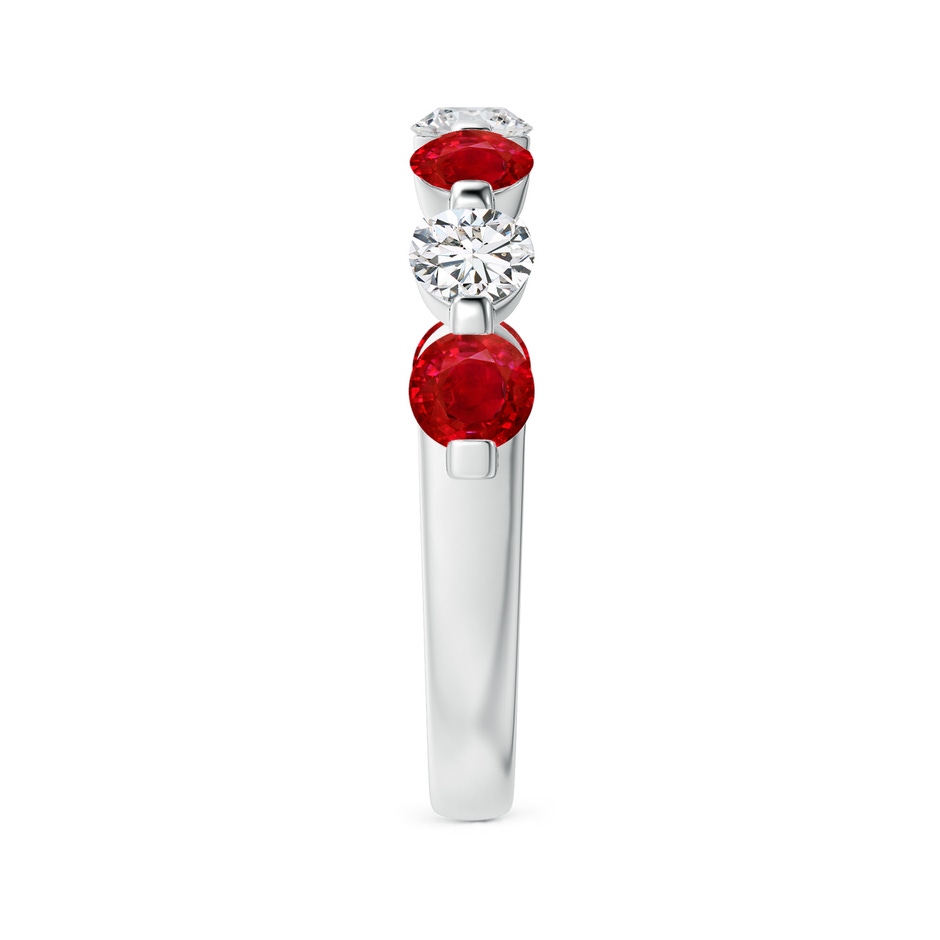 3.6mm AAA Floating Ruby and Diamond Semi Eternity Wedding Band for Her in White Gold side-2
