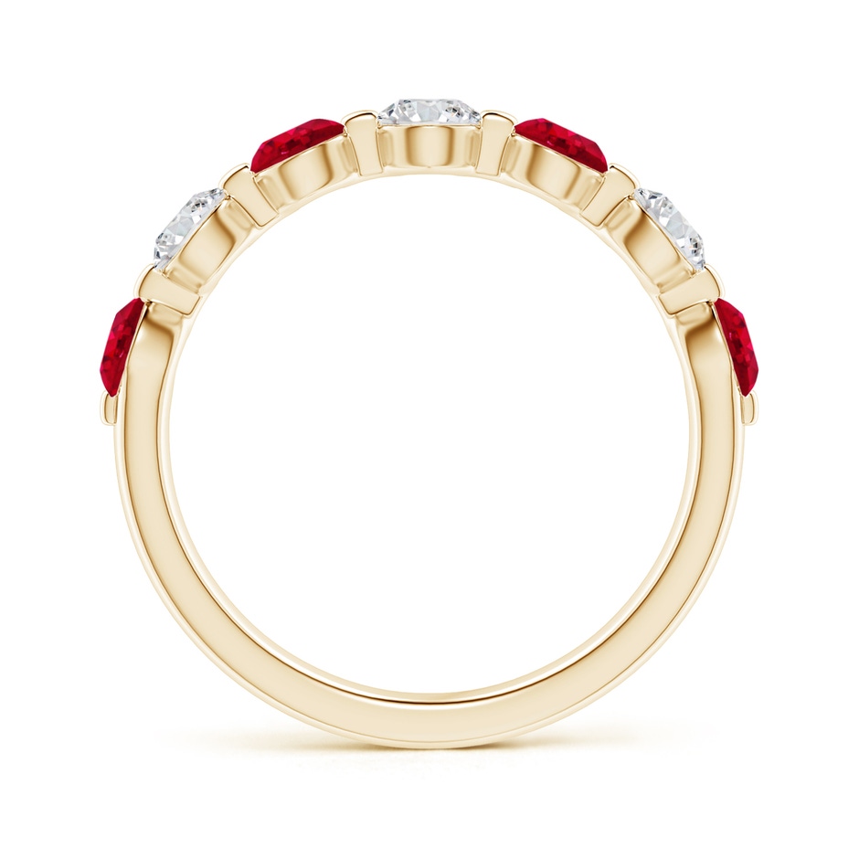 3.6mm AAA Floating Ruby and Diamond Semi Eternity Wedding Band for Her in Yellow Gold side-1