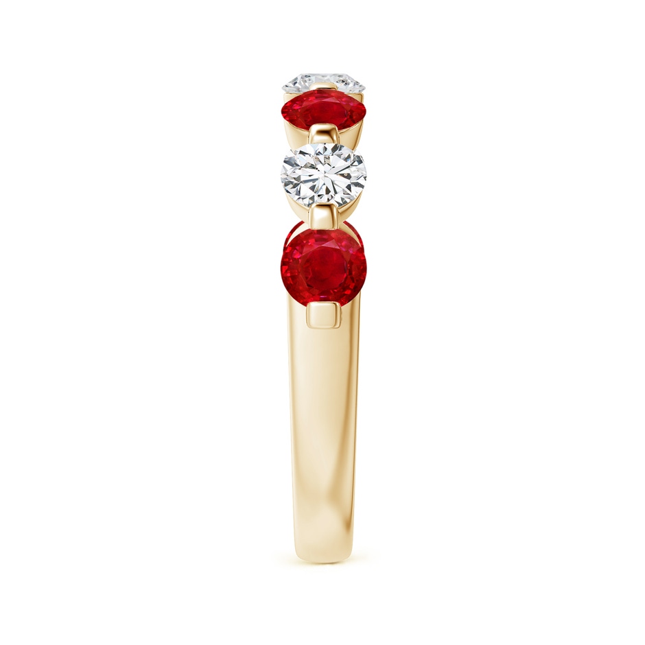3.6mm AAA Floating Ruby and Diamond Semi Eternity Wedding Band for Her in Yellow Gold side-2