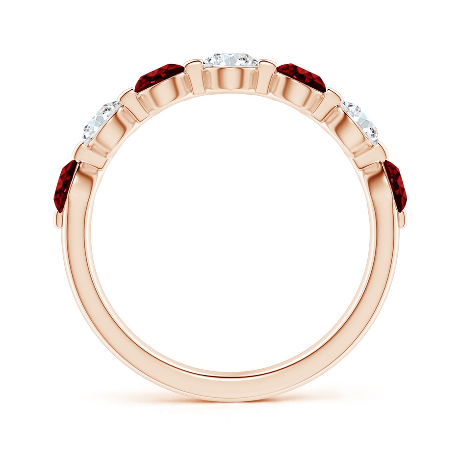 3.6mm AAAA Floating Ruby and Diamond Semi Eternity Wedding Band for Her in Rose Gold side-1