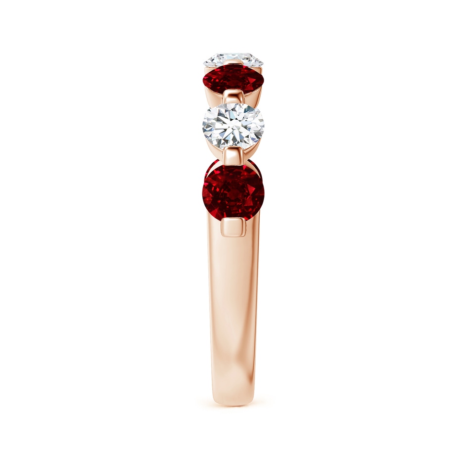 3.6mm AAAA Floating Ruby and Diamond Semi Eternity Wedding Band for Her in Rose Gold side-2