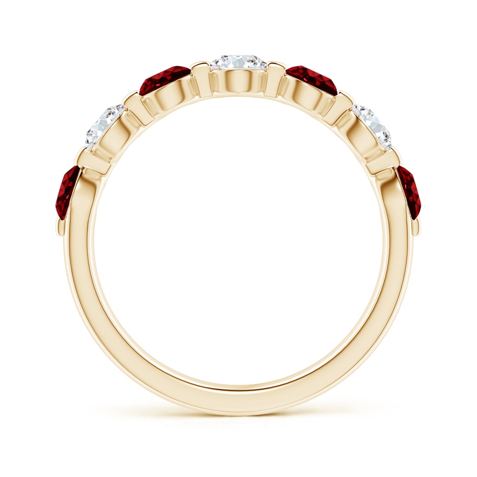 3.6mm AAAA Floating Ruby and Diamond Semi Eternity Wedding Band for Her in Yellow Gold side-1
