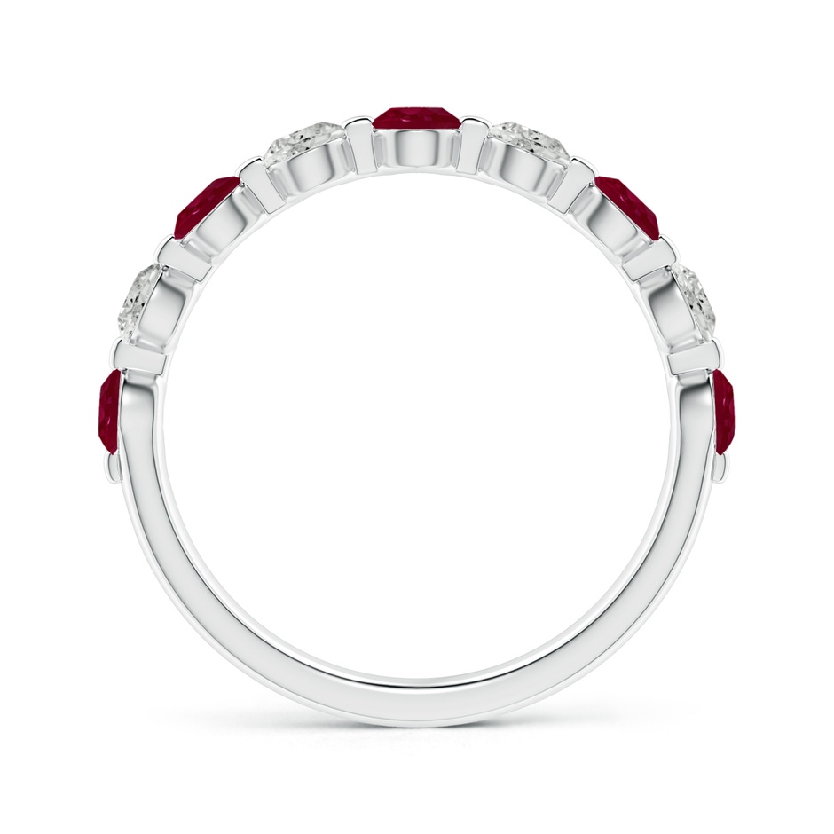 3mm A Floating Ruby and Diamond Semi Eternity Wedding Band for Her in White Gold side-1