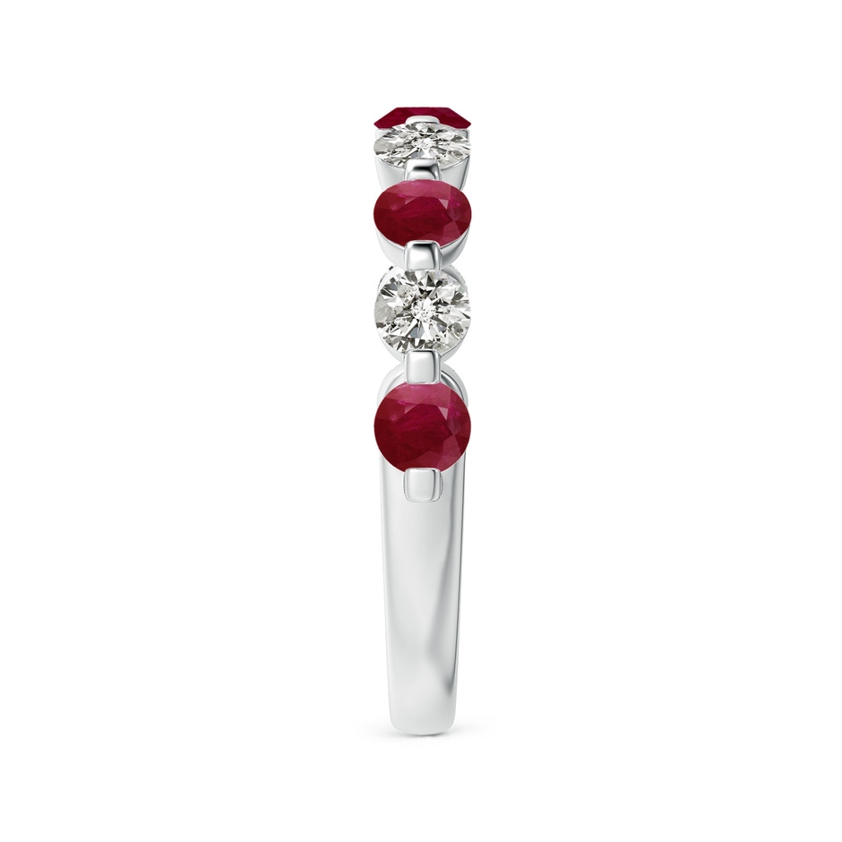 3mm A Floating Ruby and Diamond Semi Eternity Wedding Band for Her in White Gold side-2