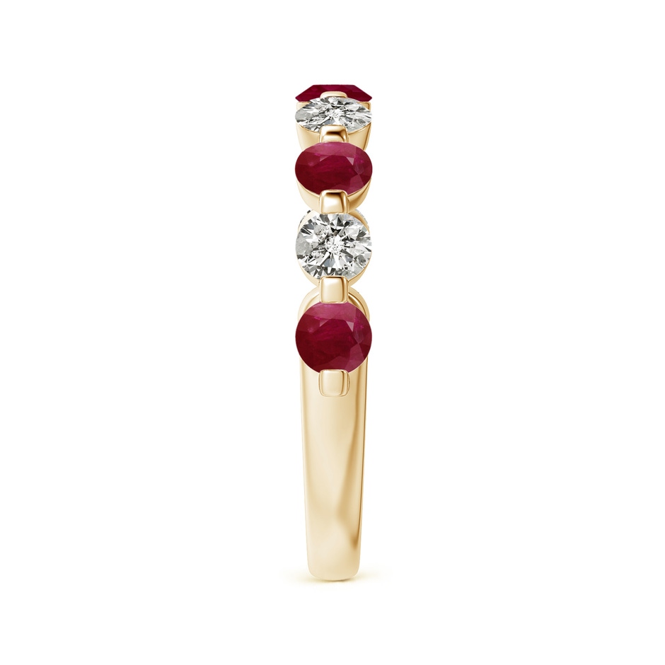 3mm A Floating Ruby and Diamond Semi Eternity Wedding Band for Her in Yellow Gold side-2
