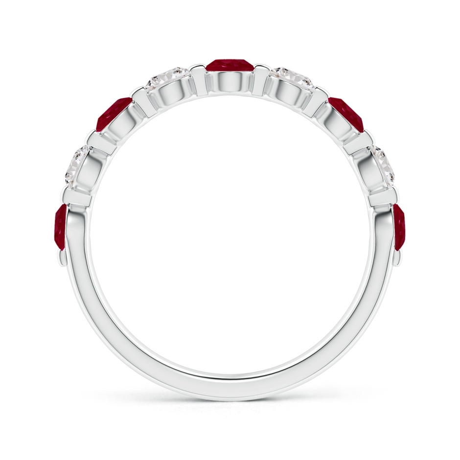 3mm AA Floating Ruby and Diamond Semi Eternity Wedding Band for Her in White Gold side-1