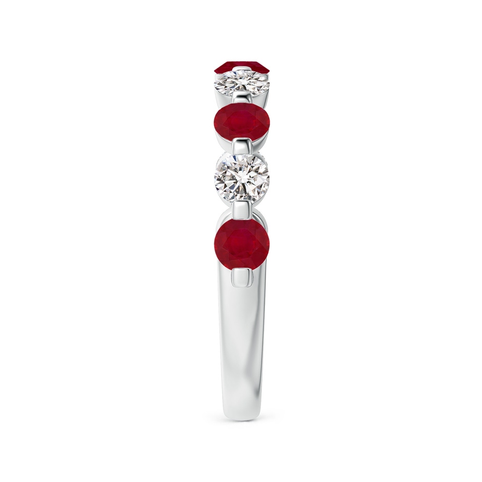3mm AA Floating Ruby and Diamond Semi Eternity Wedding Band for Her in White Gold side-2