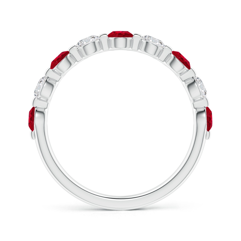 3mm AAA Floating Ruby and Diamond Semi Eternity Wedding Band for Her in P950 Platinum side-1