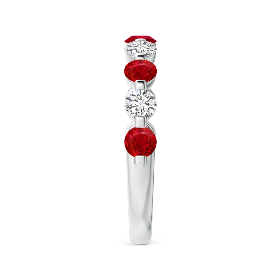 3mm AAA Floating Ruby and Diamond Semi Eternity Wedding Band for Her in P950 Platinum side-2