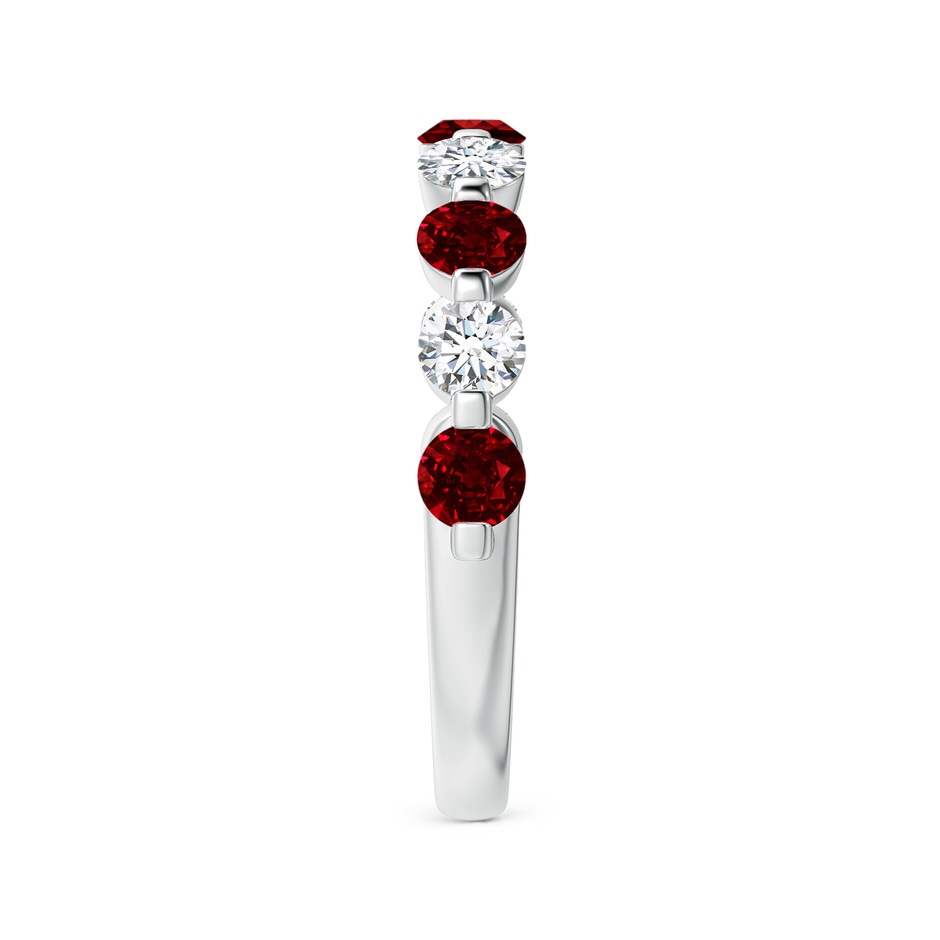 3mm AAAA Floating Ruby and Diamond Semi Eternity Wedding Band for Her in P950 Platinum side-2