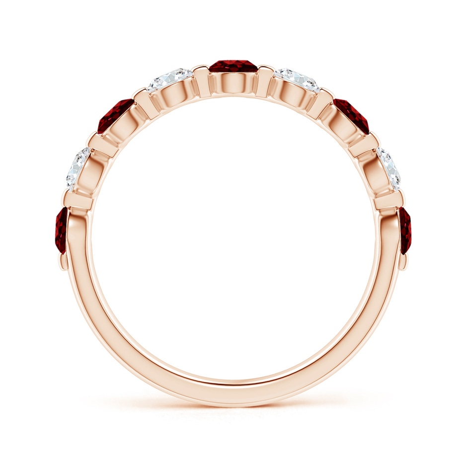3mm AAAA Floating Ruby and Diamond Semi Eternity Wedding Band for Her in Rose Gold side-1